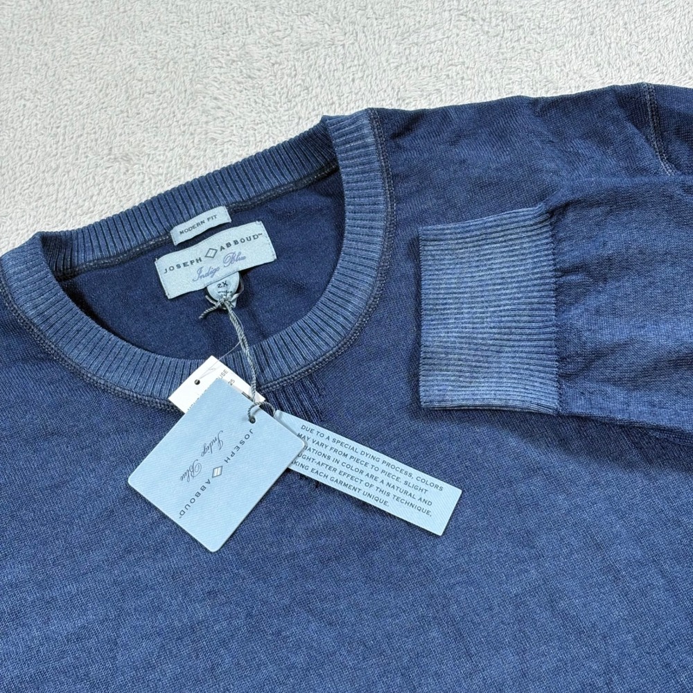 Joseph Abboud Indigo Blue 100% Wool Crewneck Sweater Modern Fit Mens 2X New